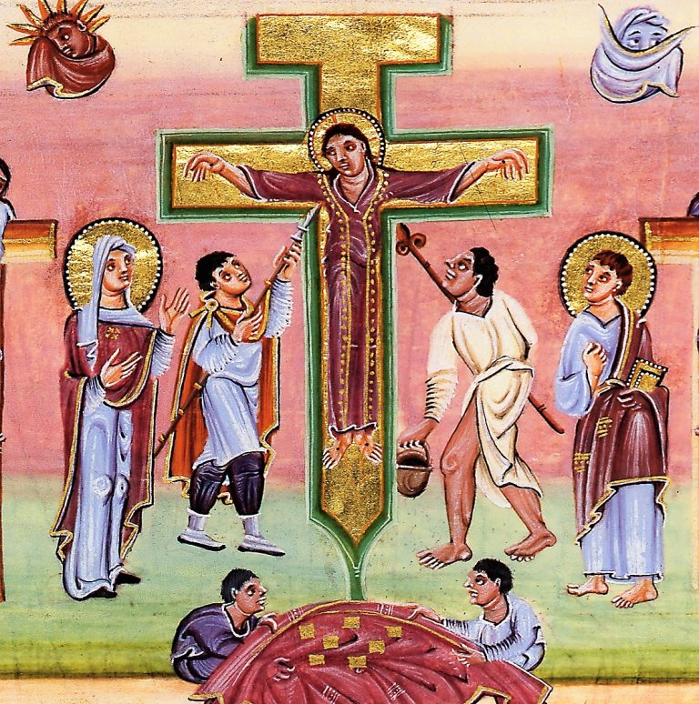 Kreuzigung Jesu, Evangeliar Otto III., Klosterinsel Reichenau