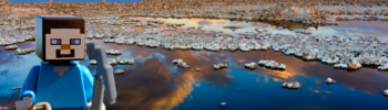 Im Hintergrund Atacamar-Wüste in Chile - davor Minhandy für Minetest - Bau mit an einer fairen Welt